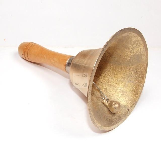 11cm课铃 木柄铜铃 铃铛 手摇铃铛 手摇铃——一诺文体乐器