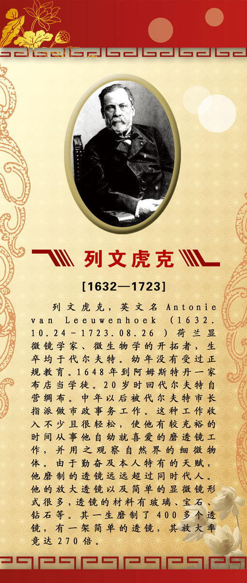 海报印制设计展板素材列文虎克名人简介定制写真