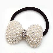 Email Korean Pearl head smilingly hair accessories Crystal elastic hair bands Ribbon flower hair