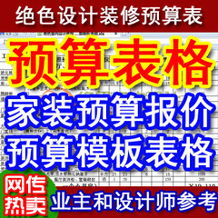 室内设计家庭装修费用预算表 家装预算报价详表 装潢预算模板表格