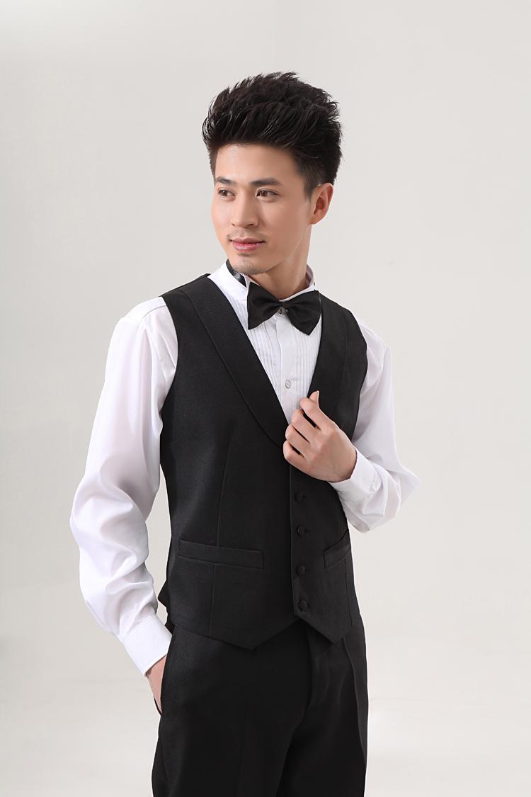 黑色新款马甲 修身 主持司仪 演出舞台 吧台酒吧结婚拍照mj02hei