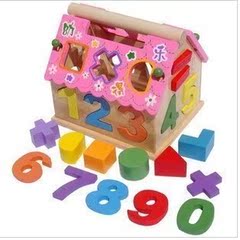 幼得乐 木制玩具 精品橡胶木 多功能 可拆装数字屋 形状屋智慧屋