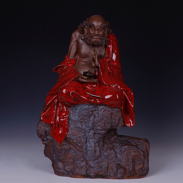中国高级工艺美术师《达摩面壁》韦华人物雕塑作品