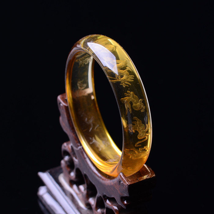 时尚手镯黄水晶雕刻12十二生肖女人手镯女性民族风本命年虎年佩戴