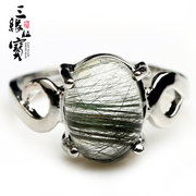 Three edge card treasure natural green hair Crystal Black Crystal ring, Crystal jewelry for men and women and a photo of the JT9001