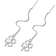 Seven precious tree Silver earrings 925 Tremella line woman Sue long four-leaf clover earrings jewelry Korea earrings