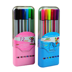 四皇冠正版博彩12色水彩笔涂鸦笔适用于家庭版逻辑狗教材涂色连线