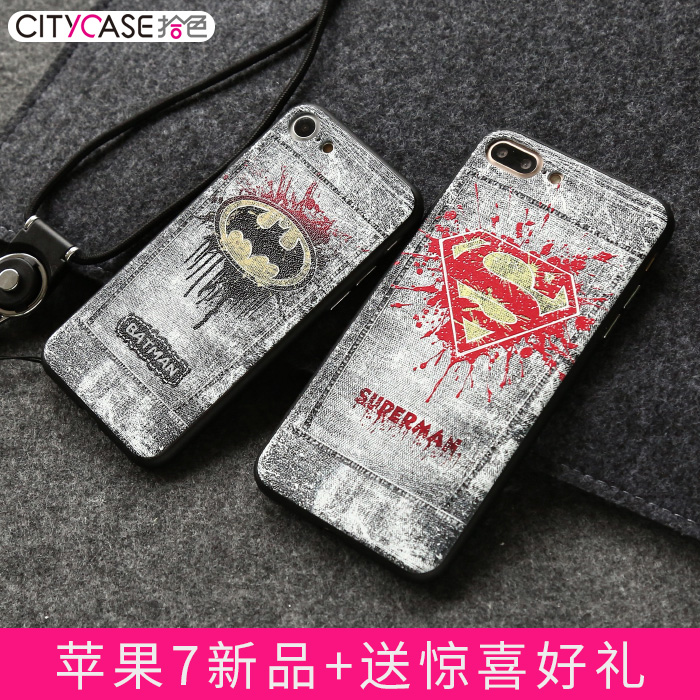 citycase 苹果7手机壳超级英雄iphone7plus复古牛仔纹浮雕潮男女产品展示图2