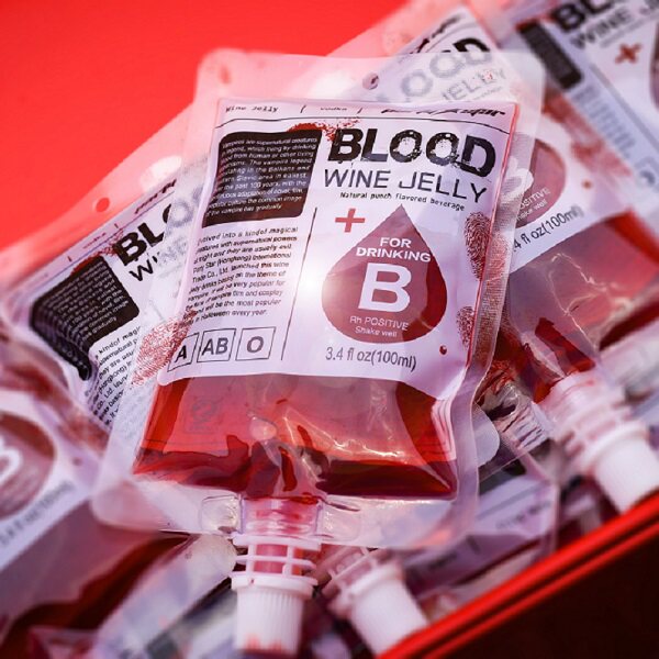 一折血浆饮料果汁袋_万圣节四袋装吸吸果冻酒创意果冻酒血袋饮料果冻
