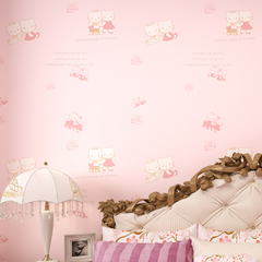 粉色卡通公主房墙纸卧室儿童房间背景墙壁纸女孩墙纸Hello Kitty