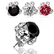 National wind! S925 silver men''s earrings fashion long zirconium claw tide men''s black diamond earrings jewelry