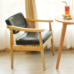 北欧复古实木沙发椅 咖啡厅扶手餐椅 茶餐厅西餐厅实木软包餐椅