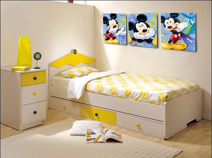 卧室现代儿童装饰画冰晶玻璃卡通米老鼠高档客厅现代装饰画