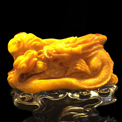 天然精品琥珀蜜蜡大摆件 龙章麟角 吉祥如意 181.52克 0958