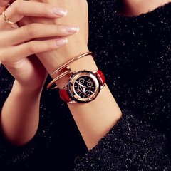 女表正品防水石英表超薄真皮学生皮带韩国韩版复古潮时尚陶瓷手表