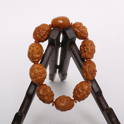 苏州舟山核雕名家 丁志贤【双面罗汉】10籽2.2cm