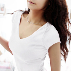 2015夏装新款潮短袖女T恤韩版打底衫白色紧身内搭上衣纯色T恤半袖