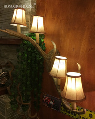 复古长鹿角壁灯 北欧美式乡村创意咖啡厅餐厅酒店会所卧室大壁灯