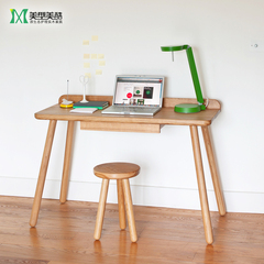 纯实木书桌简约电脑桌橡木学习桌抽屉创意时尚1米书桌写字台环保
