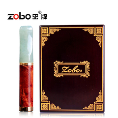 ZOBO正牌 纯玉石A级翡翠 拉杆型双重过滤烟嘴 进口 石楠木烟嘴