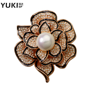 YUKI brooch women France original design jewelry-grade Crystal Pearl brooch sweater pins lover gifts