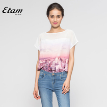 艾格 ETAM2015新品A城市印花休闲T恤15012826886吊牌价279