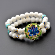 Thai gold-plated 925 Silver lapis lazuli Amazonite bracelet women burn blue cloisonne flower bracelets Chinese Valentine''s day gifts