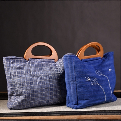 棉麻布手提收纳包 手拎包老粗布居家整理包袋 手工制作文艺茶道包