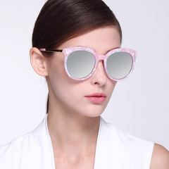 2017新款Piero偏光太阳眼镜 女士圆框时尚潮彩膜复古墨镜可配近视