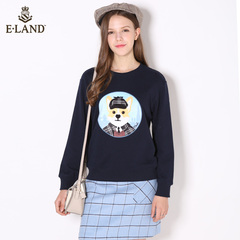 ELAND16年秋冬新品柯基小侦探圆领卫衣女EEMT64T02A专柜正品