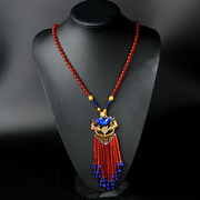 New Thai red agate, lapis lazuli, hand-knotted tassel necklace sweater chain enamel double fish a variety of optional