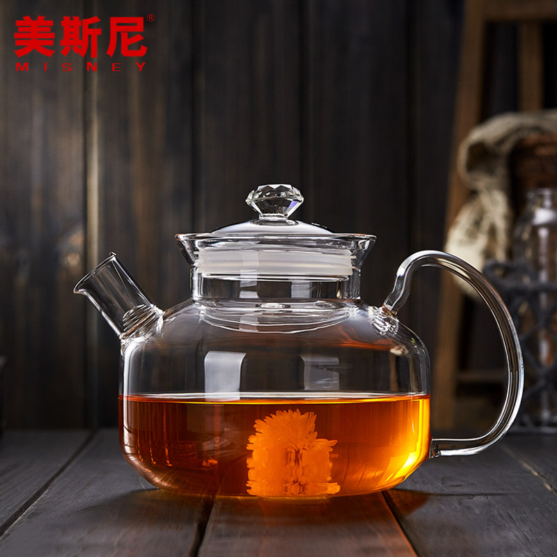 美斯尼 玻璃茶壶耐高温加厚花茶壶过滤水壶耐热玻璃茶具煮茶壶产品展示图1