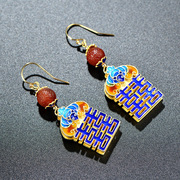 Is 925 Silver cloisonne Thai ladies and Chinese double happiness character earrings women''s fashion Thailand Tremella ornaments