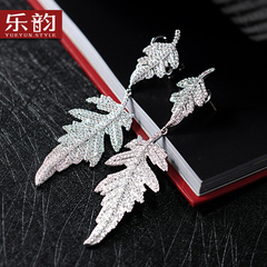 Music allergy 925 Silver exaggerated luxury banquet long leaf earrings earring earring girl