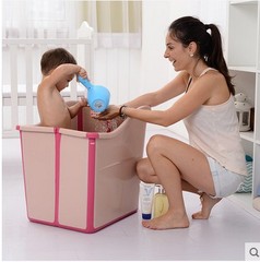 QBN/千百纳婴儿折叠浴盆宝宝洗澡大号加厚可坐新生儿用品儿童浴桶