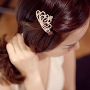 Cool na Crown bow rhinestone hair accessories Korean temperament heart hair clips side clips hair card women 6183