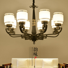 千歌 新中式吊灯 铁艺玻璃客厅灯现代新中式复古卧室餐厅书房灯具