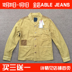 ABLE JEANS特价春秋外套男修身牛仔夹克棒球领时尚潮男微弹力甲克