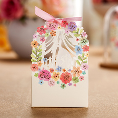 唯思美喜糖盒 欧式田园花色米色结婚 婚礼用喜糖盒子创意个性
