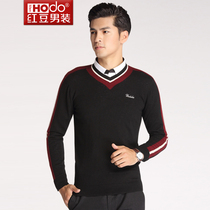 Hodo/红豆专柜同款薄款羊毛衫纯羊毛针织毛衣毛衫纯色V领套头022s