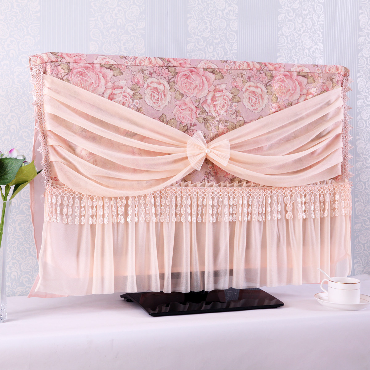 电视机罩液晶挂式蕾丝防尘电视套子32424755寸电视罩布艺