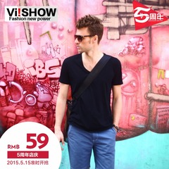 Viishow summer styles short sleeve t-shirt men's trends men's slim v neck short sleeves t-shirt cotton