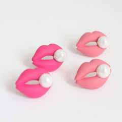 Korean scrub new sexy Red lip is pierced earrings ear clip earrings ear acupuncture ear bones clip