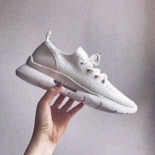 可口口纯白色椰子休闲运动鞋弹力飞线针织软底跑步鞋小白鞋单鞋女