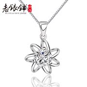 Old Pu 925 Silver necklace, silver diamond women Korea fashion jewelry Silver Flower necklace women''s birthday gifts