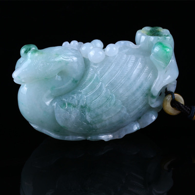 顶级翡翠a货 188.7g 仙鹤送子 把件 【青藤珍藏】