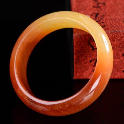 天然精品黄龙玉手镯5738 渐变俏色 自戴佳品 重约70.3g