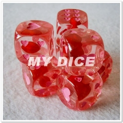 【MY DICE】16mm 心形内凹点数玲珑骰子安红豆 入骨相思知不知