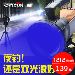 沃尔森双光源200w钓鱼灯夜钓灯超亮强光蓝光手电筒充电大功率台钓