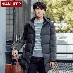 NIAN JEEP/吉普盾 冬装新款男士中长款连帽羽绒服 韩版绒服外套潮